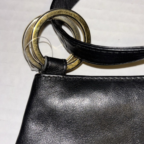 PALOMA PICASSO BLACK LEATHER SHOULDER BAG GOLD TONE X LOGO IN FRONT GORGEOUS - Picture 5 of 11